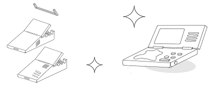 Croquis du processus et illustration de la réalisation finale de l'appareil